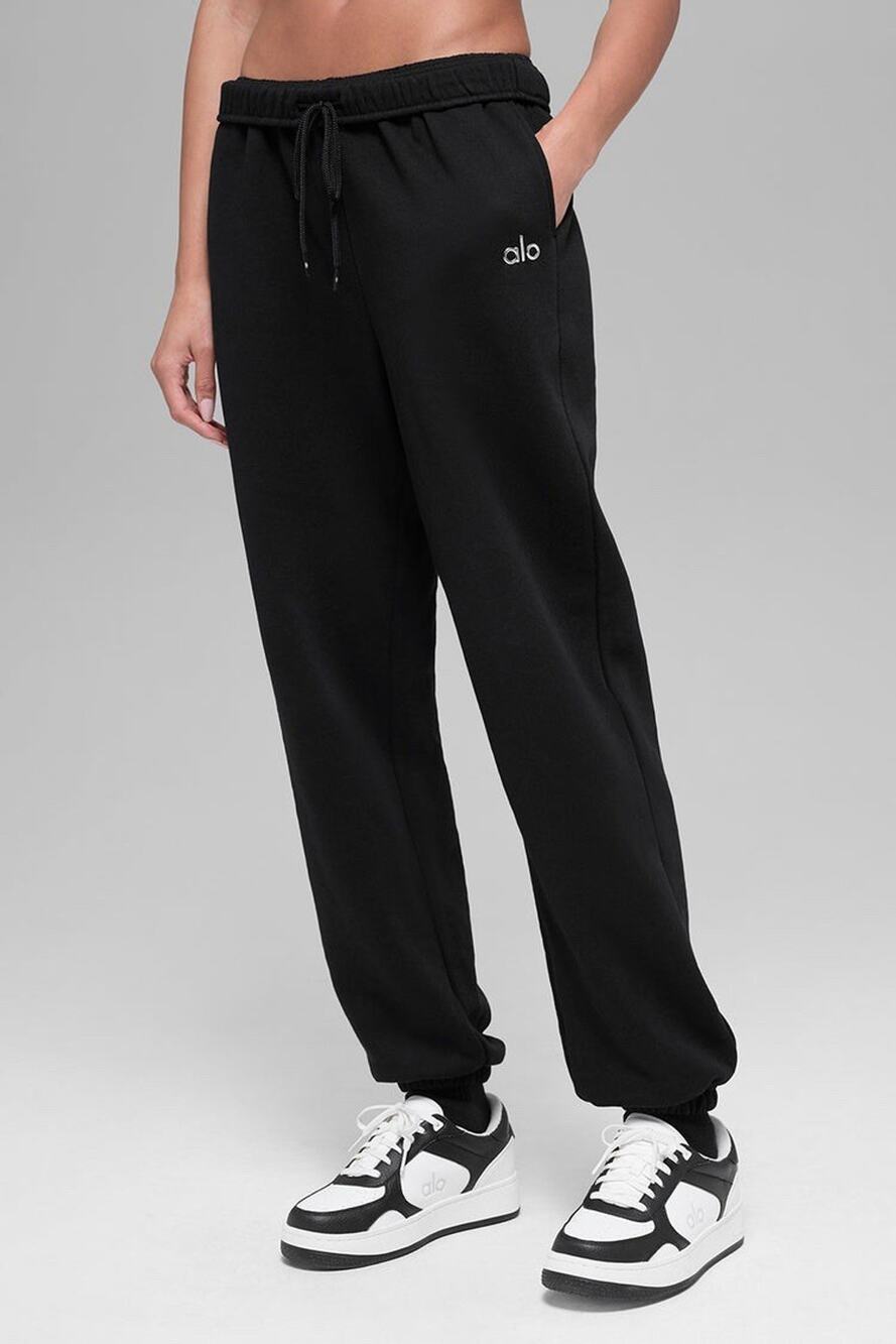 Alo Yoga Black Fleece Jogger Sweatpants Women’s Est. Small Drawstring Pockets